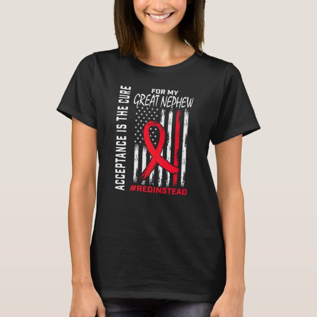 Acceptance Redinstead Red Instead Autism Great Nep T-Shirt (Front)