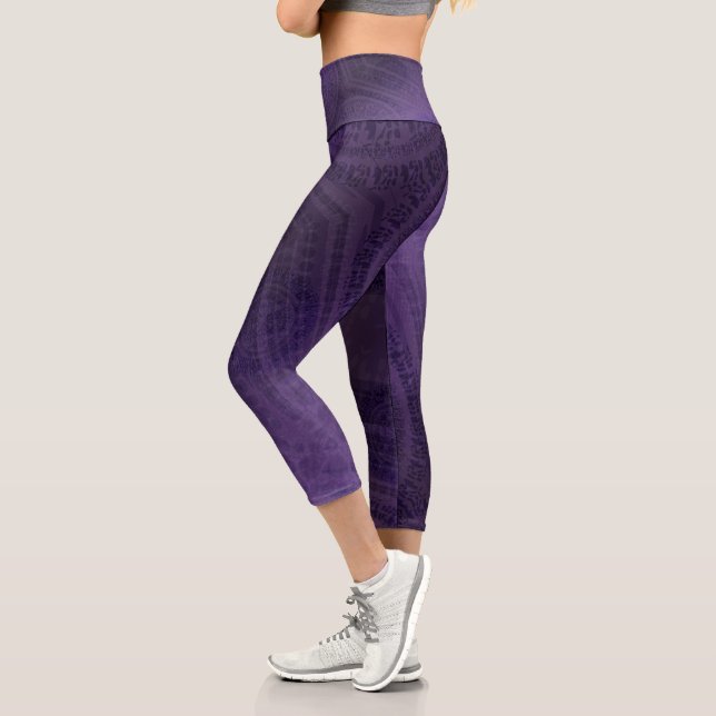 Acceptance | Violet Meditation Medallions Capri Leggings (Left)