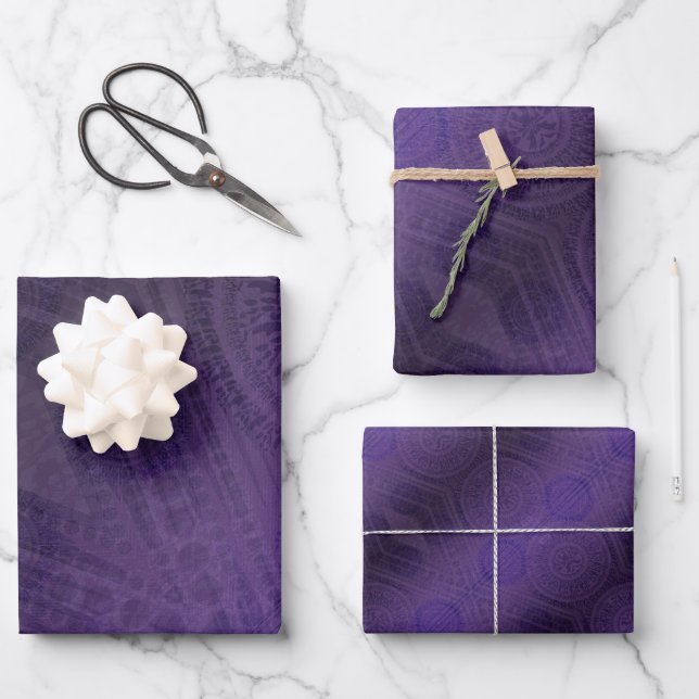 Acceptance | Violet Meditation Medallions Wrapping Paper Sheet (Front)