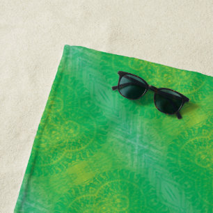 Acceptance   Yellow Green Blue Boho Medallions Beach Towel