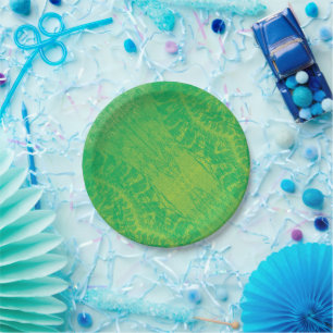 Acceptance Yellow Green Blue Boho Medallions Paper Plate