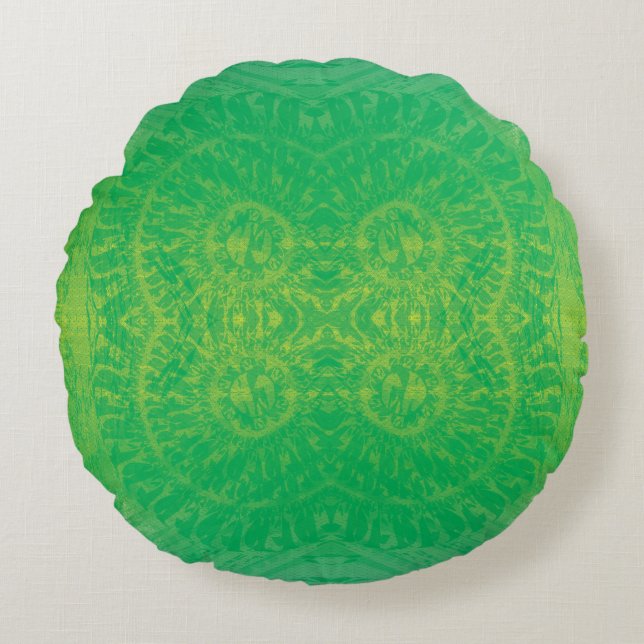 Acceptance | Yellow Green Blue Boho Medallions Round Cushion (Front)