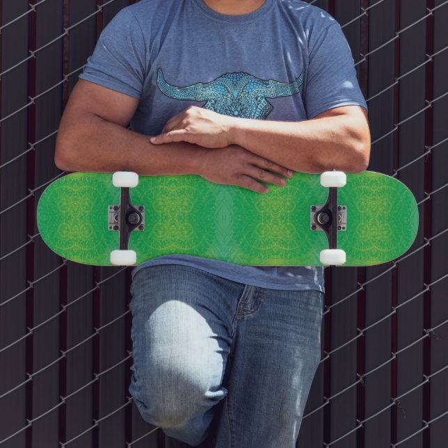 Acceptance | Yellow Green Blue Boho Medallions Skateboard (Outdoor 3)