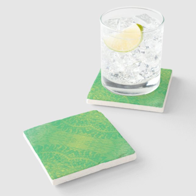 Acceptance | Yellow Green Blue Boho Medallions Stone Coaster (Side)