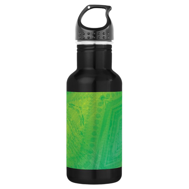 Acceptance | Yellow Green Blue Shibori Pattern 532 Ml Water Bottle (Front)