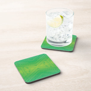 Acceptance Yellow Green Blue Shibori Pattern Coaster