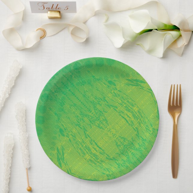 Acceptance | Yellow Green Blue Shibori Pattern Paper Plate (Wedding)