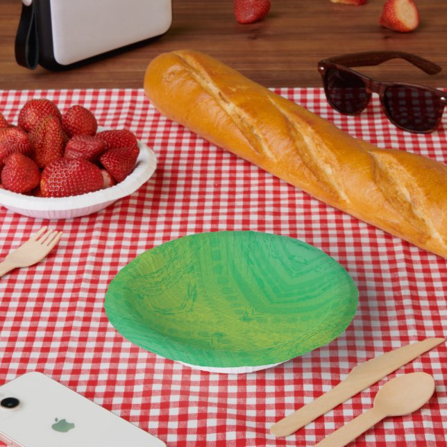 Acceptance | Yellow Green Blue Shibori Pattern Paper Plate (Picnic)