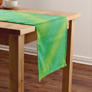 Acceptance   Yellow Green Blue Shibori Pattern Short Table Runner