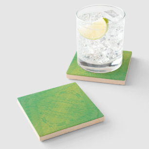 Acceptance Yellow Green Blue Shibori Pattern Stone Coaster