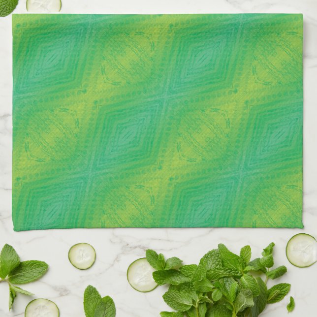Acceptance | Yellow Green Blue Shibori Pattern Tea Towel (Folded)