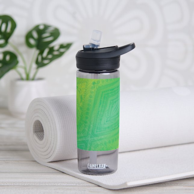 Acceptance | Yellow Green Blue Shibori Pattern Water Bottle (Yoga)