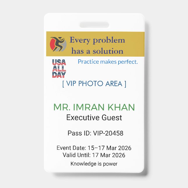 Access Badge Identification | Conference_update ID Badge (Front)