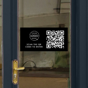 Access Control   QR Code Black Business Logo Window Cling