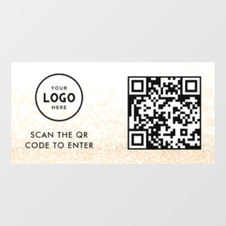 Access Control | QR Code Business Logo Entry Blue  Window Cling