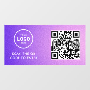 Access Control   QR Code Business Logo Entry Blue  Window Cling