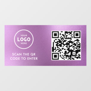 Access Control   QR Code Business Logo Entry Blue  Window Cling