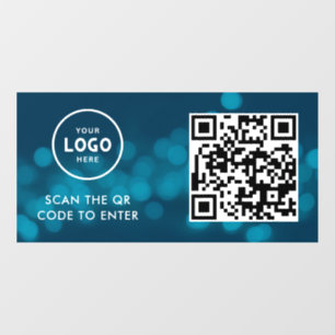 Access Control   QR Code Business Logo Entry Blue Window Cling
