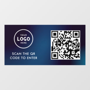 Access Control   QR Code Business Logo Entry Blue  Window Cling