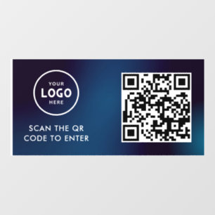Access Control   QR Code Business Logo Entry Blue  Window Cling
