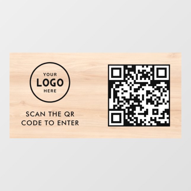 Access Control | QR Code Business Logo Entry Blue  Window Cling (Sheet)
