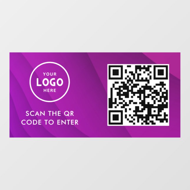 Access Control | QR Code Business Logo Entry Blue  Window Cling (Sheet)