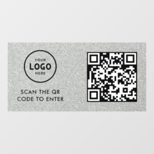 Access Control QR Code Business Logo Entry Blue Window Cling