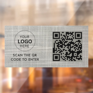 Access Control QR Code Business Logo Entry Window Cling