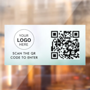 Access Control QR Code Business Logo Entry Window Cling