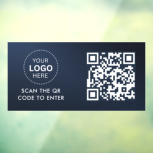 Access Control QR Code Business Logo Entry Window Cling