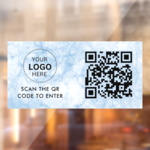 Access Control QR Code Business Logo Entry Window Cling