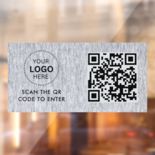 Access Control QR Code Business Logo Entry Window Cling