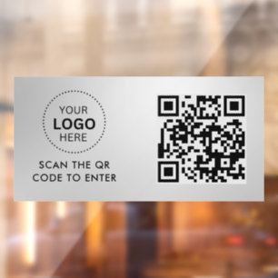 Access Control QR Code Business Logo Entry Window Cling