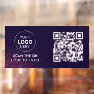Access Control QR Code Business Logo Entry Window Cling