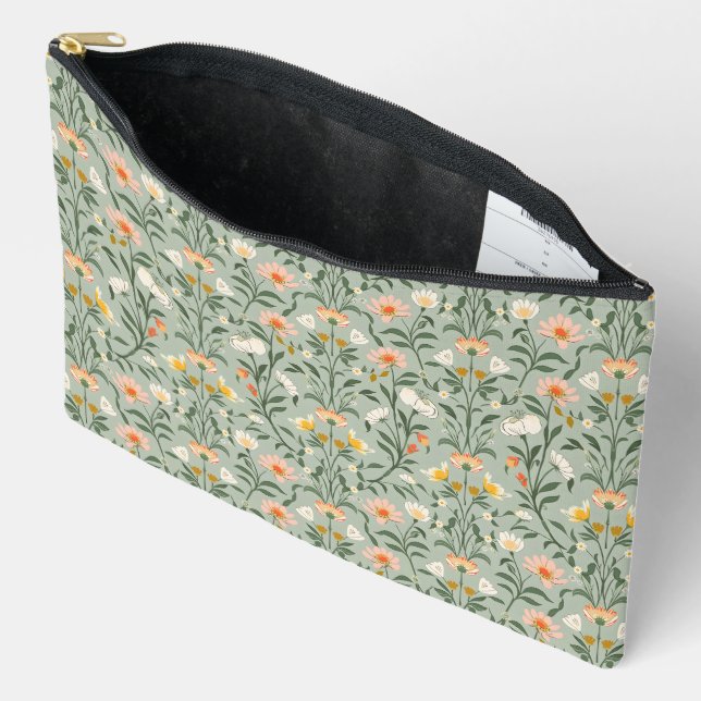 Accessory Bag - Cute Floral Botanical Pattern. (Open)