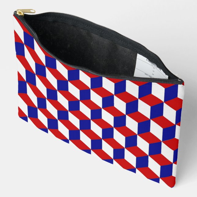 Accessory Pouch - Red, White, Blue Block Illusion (Open)