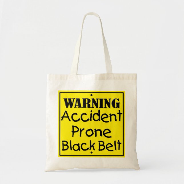 Accident Prone Black Belt Tote Bag (Front)