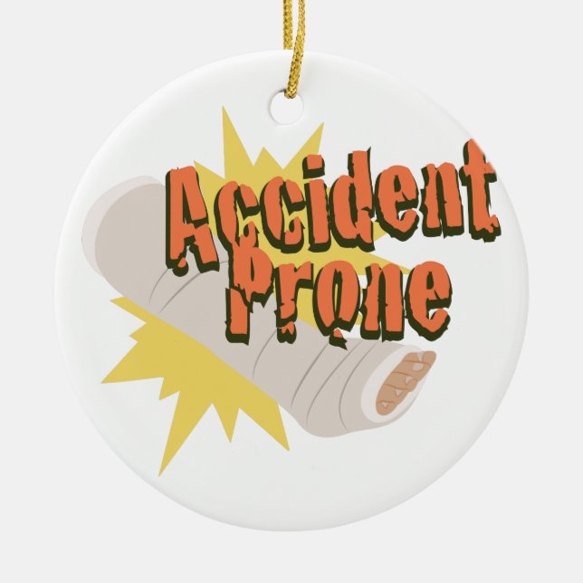 Accident Prone Leg Ceramic Tree Decoration (Front)