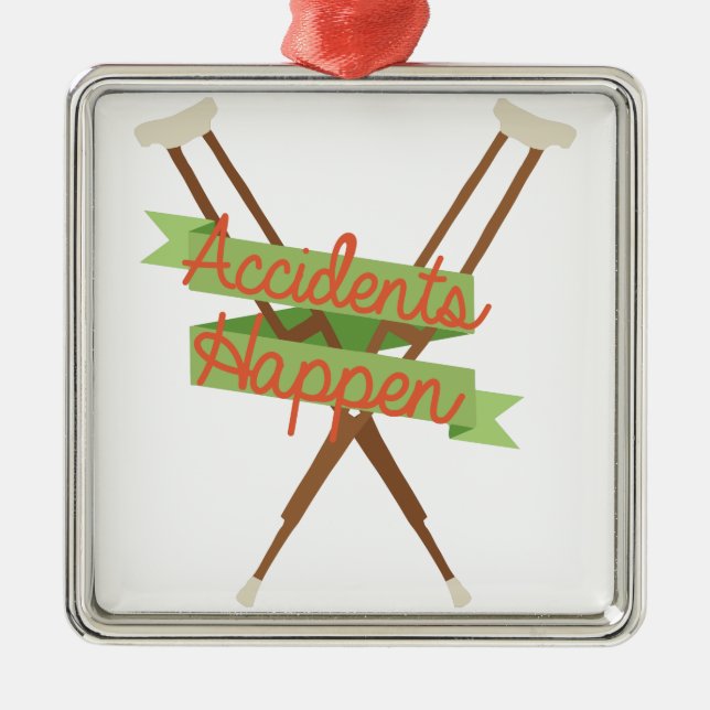 Accidents Happen Crutches Metal Tree Decoration (Front)