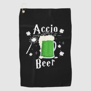 Accio Beer Funny St Patrick's Day Drinking T-Shirt Golf Towel