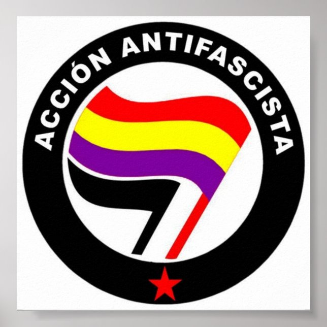 Acción Antifascista Antifascist Spanish Flag Poster (Front)