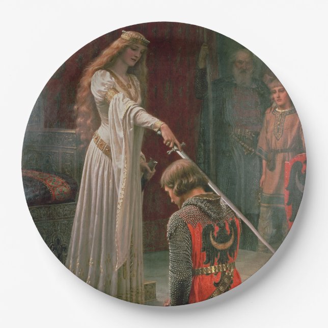 Accolade (by Edmond Blair Leighton) Paper Plate (Front)