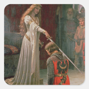 Accolade -Edmond Blair Leighton Middle Ages Knight Square Sticker