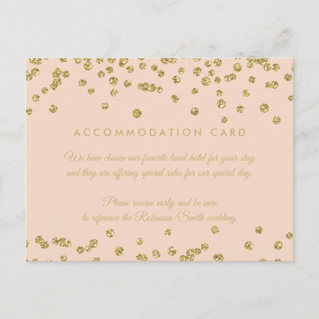 Accommodation Gold Faux Glitter Confetti Blush Postcard (Front)