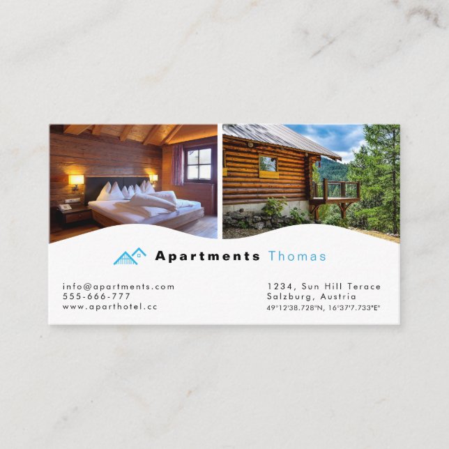 Accommodation, Hotel & Resort Business Card (Front)