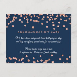 Accommodation Rose Gold Glitter Confetti Navy Blue Postcard