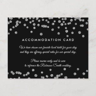 Accommodation Silver Faux Glitter Confetti Black Postcard