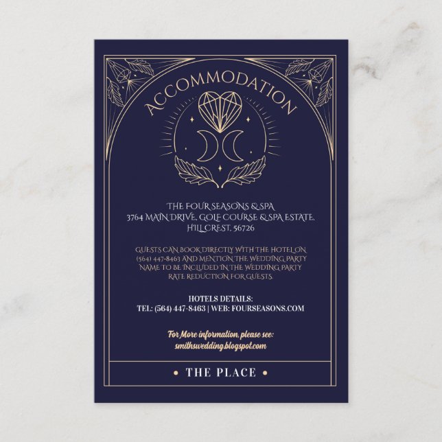 Accommodation Tarot Moon Crystals Heart Wedding Enclosure Card (Front)