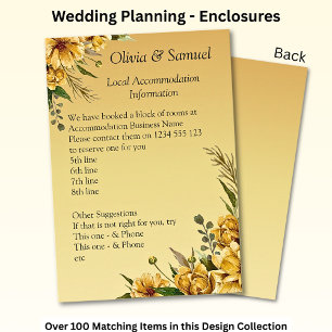 Accommodation Venue Info - Yellow Golden  Enclosure Card