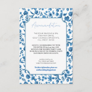 Accommodation Wedding RSVP Chintz Blue White  Enclosure Card